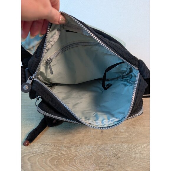 Kipling Lancelot Nylon Crossbody Bag Multi Pockes Black w/monkey - Picture 5 of 9
